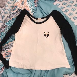 Rare Brandy Melville Long Sleeve Alien Baseball T